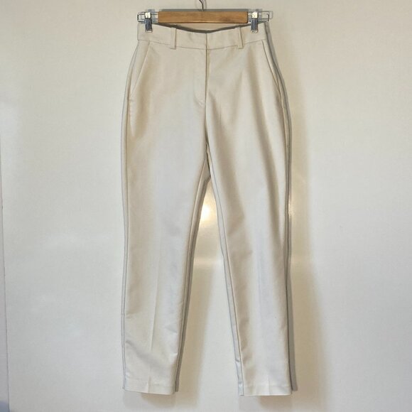 H&M SZ 4 Ecru straight leg classic trouser pant Office Wardrobe Staple Academia - Picture 2 of 7